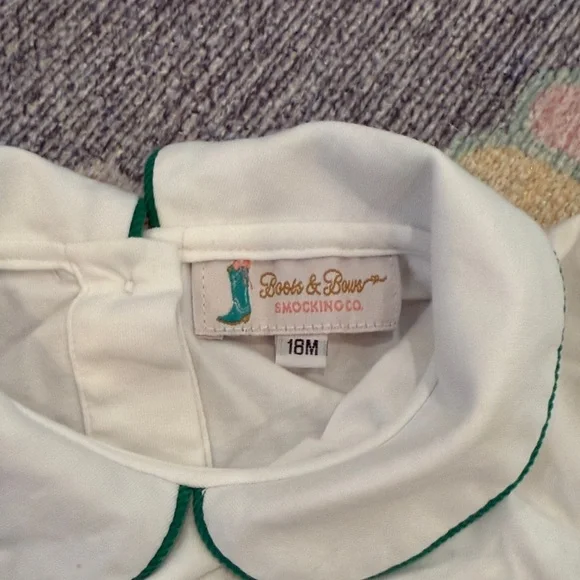 Smocked Holly Christmas Toddler Corduroy Pant Set - Picture 2 of 5